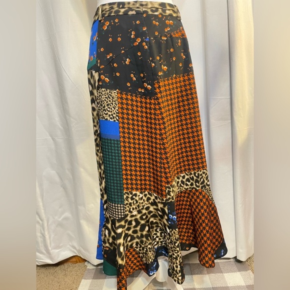 Calvin Klein Floral Houndstooth & Leopard Print Patchwork Skirt size 4 - Picture 6 of 10